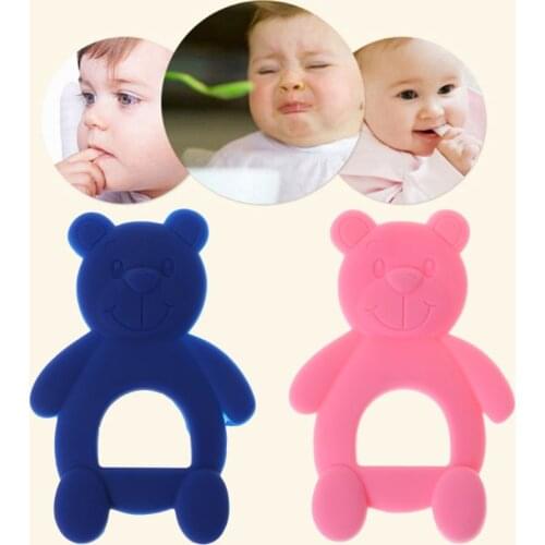 Baby Teether Bear Necklace Teething Massage Pain Relief Pacifier Newborn Orthodontic Oral Care Infants Food Grade Silicone