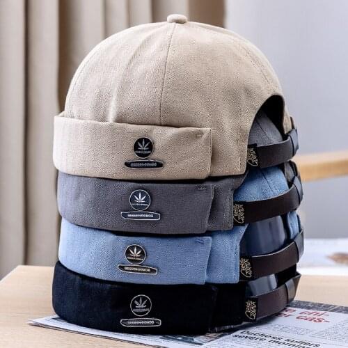 Adjustable Docker Cap Skullcap Retro Sailor Cap Dome Melon Beanie Hats Men Women Hip Hop Brimless Hat Skullcap Bonnet Dad Caps