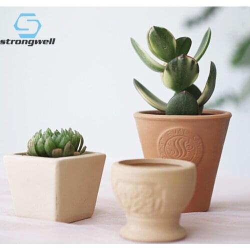 Strongwell Home Gardening Decoration Accessories Ceramic Flower Pots Miniature Model Succulent Planter Flowerpots Decor Ornament