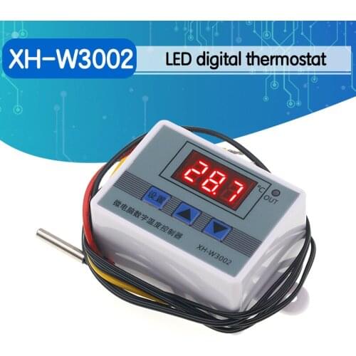 XH-W3002 220V /12V Digital LED Temperature Controller 10A Thermostat Control Switch Probe with waterproof sensor W3002