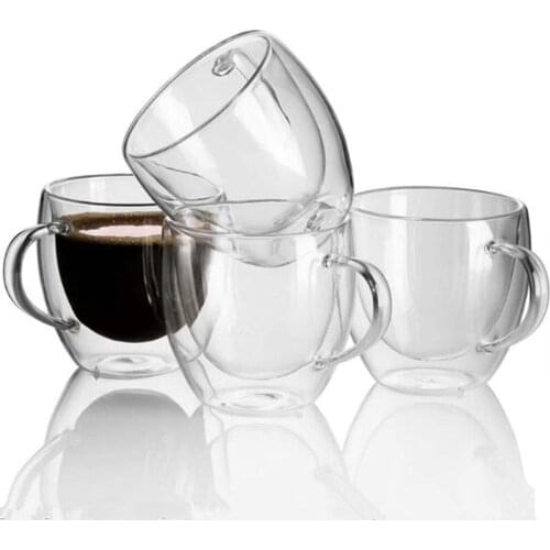 150ml Double Wall Insulated Glass Espresso Mug Handmade Heat Resistant Tea Drink Cups Transparent Drinkware Coffee Mug Cup