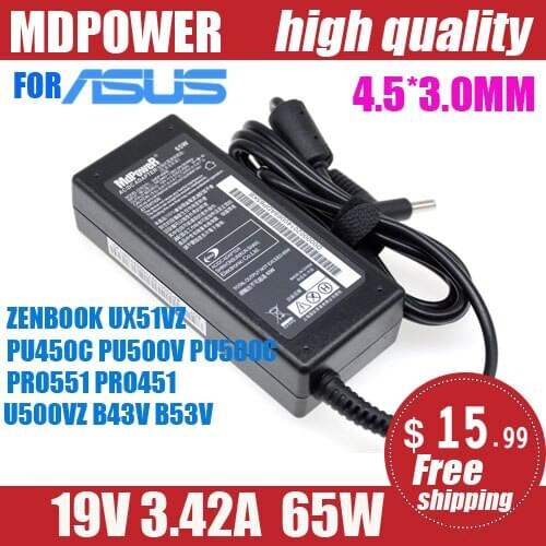 For ASUS 19V 3.42A 65W 4.5*3.0mm laptop AC adapter charger PU450C PU500V PU500C PRO551 PRO451 ZENBOOK UX51VZ U500VZ B43V B53V