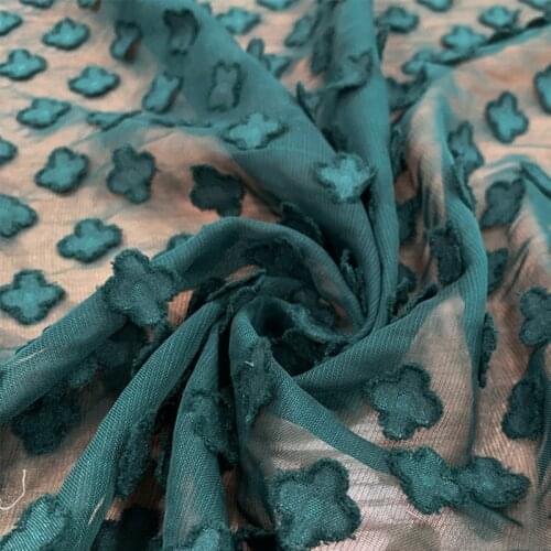 Green Embroidery Thread Fabrics Jacquard Chiffon fabrics Cut Flower Breathable Plain Woven Mesh Uphostery Fabrics by the meter