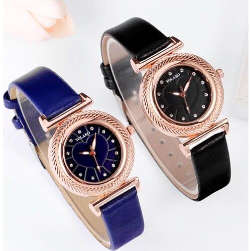 Ladies Analog Quartz Wrist Watch Fashion Women Leather Luxury Watches Heart-shaped Rhinestone Casual Dress Wristwatches Relogio