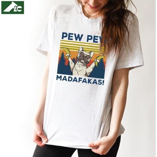 PEW PEW DOG T shirts Women unisex kawaii Graphic Tees 100 Cotton anime clothes dog vintage t shirt madafakas anime clothes 3xl