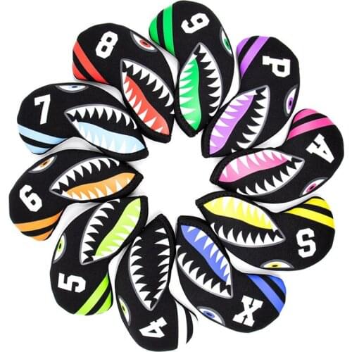 Hot AD-10 Pcs/Set Waterproof Shark Golf Club Golf Iron Headcovers With Tag Golf Club Iron Headovers Wedges Covers