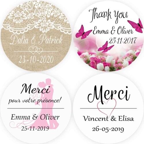 100 Pieces 4CM Personalized Wedding Stickers, Wedding Favors Labels, Party Communion Baptism Gifts Package Seals