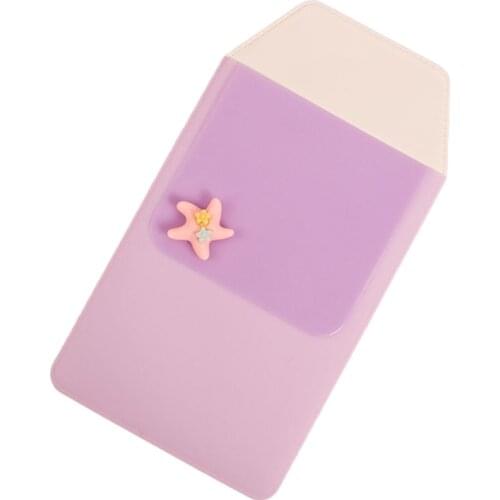24BB PVC Pen Pocket Pencil Pouch Pink Daisy/Pink Deer/Purple Sea Star Stationery Organizer for Nurse Hospital Office