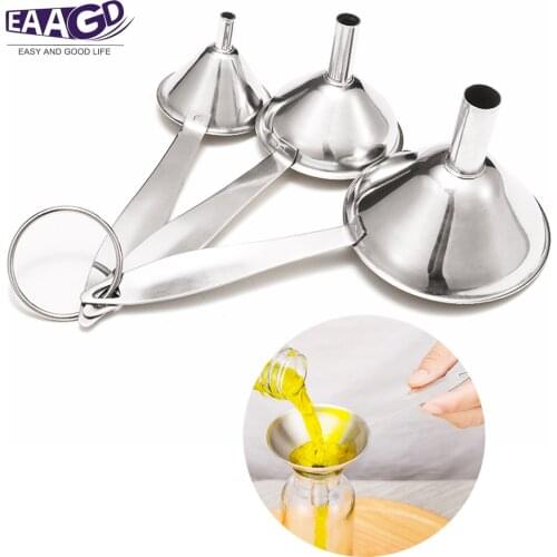 3Pcs/Set Stainless Steel Funnel Filling Funnel with Handy Long Handle, Great for Transferring of Essential Oils, Liquid, Fluid