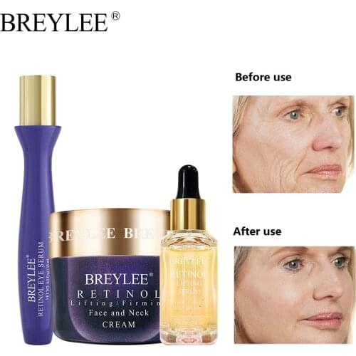 3pcsBREYLEE Retinol Anti-Wrinkle Face Care Set Remove Wrinkles Eye Cream Facial Serum Moisturizing Essence Whitening Day Cream