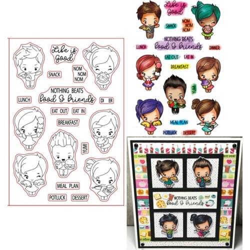 4*6inch Handsome Boy&Cute Girl Sharing Delicious Food Transparent Clear Stamps For DIY Scrapbooking Paper Cards New 2020