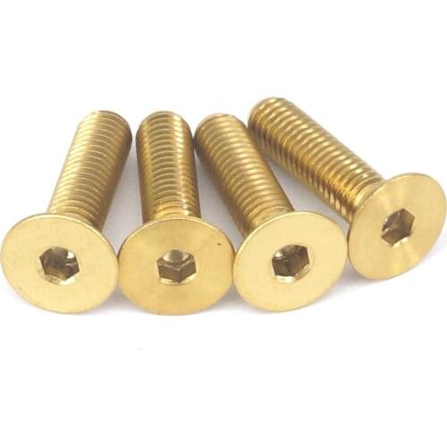 4 PCS M5 x 20mm Golden GR5 Titanium Hex Allen Socket Countersunk Screws Bolts For Bicycle Stem Headset Top Cap