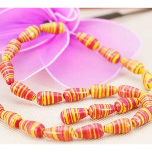 8*16mm Hot sale Red&Yellow Drop Turkey Stone DIY beads Women Jewelry crafts making design 15inch Girls Gifts stone For Bracelets