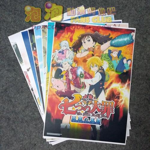 8Pcs The Seven Deadly Sins Anime Picture Posters Figures Poster 42x29cm Toys for Wall Home Decoration Kids Adult Gift