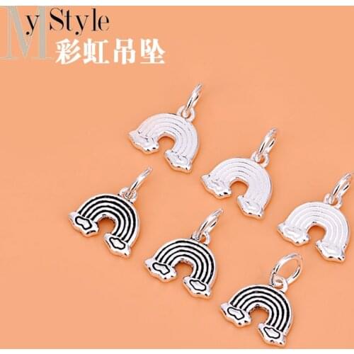 Accessories DIY accessories cloud rainbow pendant S925 pure silver lovely retro necklace bracelet pendant beads