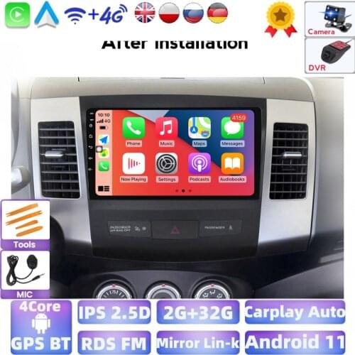 9inch IPS 1024*600 Android 2G+32G Car Radio Multimedia For Mitsubishi Outlander Xl 2 2005-2011 Have BT Usb Rear Camera