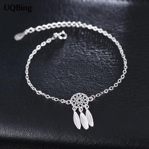 Free Shipping 925 Sterling Silver Chain Bracelets Charm Silver Bracelets Jewelry For Girl Srebrna bransoletka pulsera