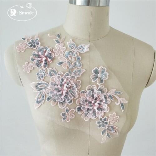 2PCS 6Color Sequin 3D Embroidery Applique Patch Cheongsam Childrens Dress DIY Accessories for Waist and Shoulders RS3002