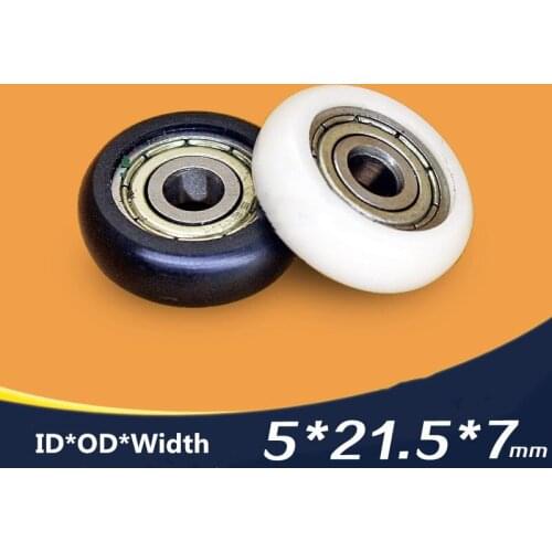 1pcs delrin POM plastic coated round pulley wheel roller 5x21.5x7mm for 3D printer guide rolling pulley wheel