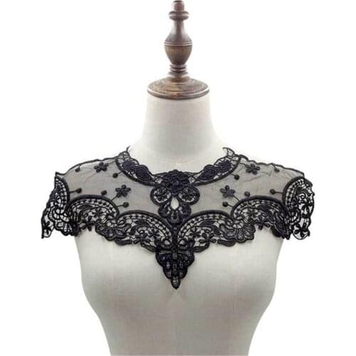 Lace embroidery milk silk hollow corsage collar flower fake collar Sewing Applique DIY guipure ribbon trim neckline decor