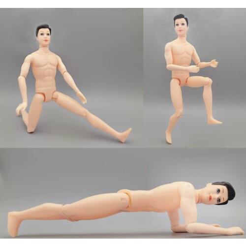 30cm MAN Naked Body Moveable 9 Jointed Boy Doll Body For Ken Male Doll Prince Nude Doll Body &Head For Kids DIY Toys