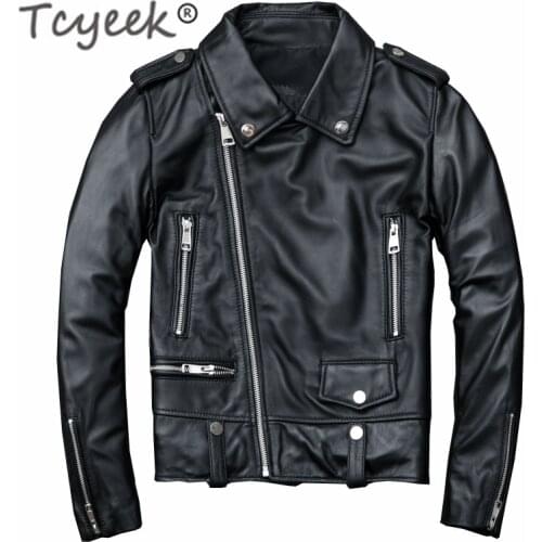Tcyeek Genuine Leather Jacket Women Moto Jacket Real Sheepskin Coat Female Autumn Short Biker Natural Leather Outwear Clothes CC