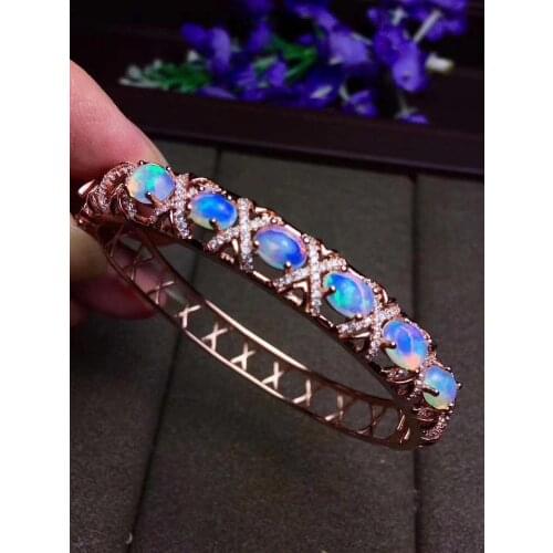 The best gift for Anniversary Opal Bangle 925 sterling silver Fashion Opal Bangle