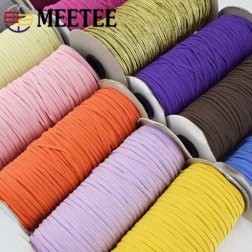 Meetee 1roll 3mmX120M 6mmX90M Color Polyester Rubber Elastic Band String Bang DIY Clothing Pants Elastic Belt