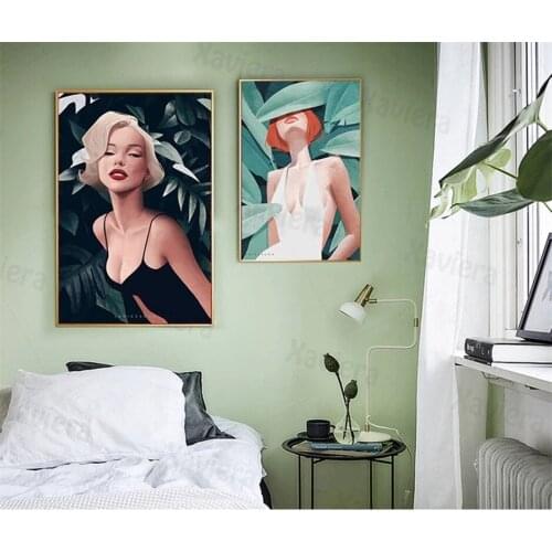 Fashion Model Beauty Art Poster Nordic Girl Abstract Portrait Canvas Painting On The Wall Living Room Decoration Modular Picture