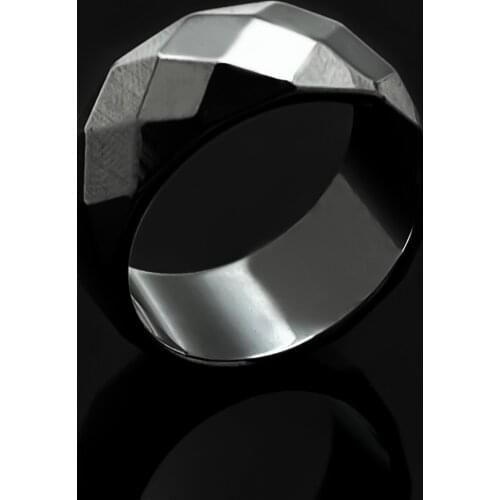 Fashion Hematite Rings for Men Women Hip Hop Accessories Black 2cm Diameter Classic Band Ring Wedding Party Jewelry Wholesale