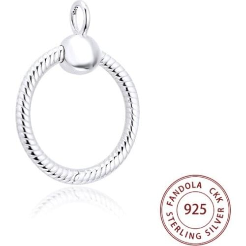 Moments Large O Pendant Original 925 Sterling Silver DIY Necklaces Pendants for Women Fene Jewelry Making Without Chain