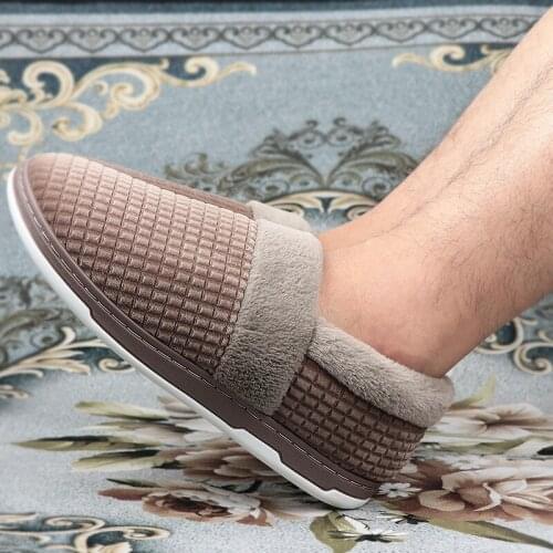 Mens Shoes House Slippers 2020 Winter Warm Family Plush Non-slip Man Slippers for Home with Fur Soft Indoor Big size 11-12