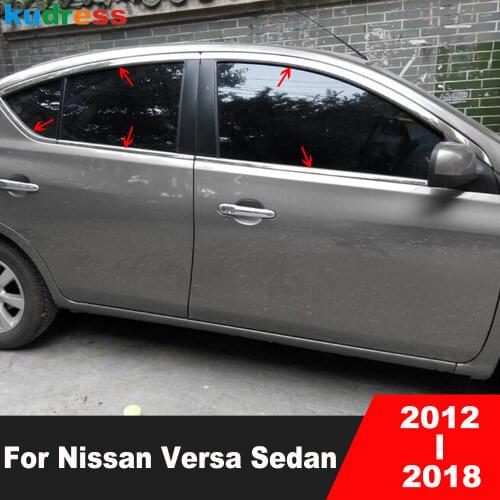 Car Window Trim For Nissan Versa Sedan 2012-2018 Stainless Steel Garnish Molding Strip Hoods Cover Sticker Styling Accessories