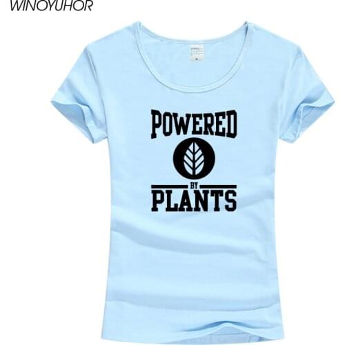New 2020 Vegetarian Vegan Powered By Plants Fashion T Shirt For Women Harajuku Tumblr T Shirt Female