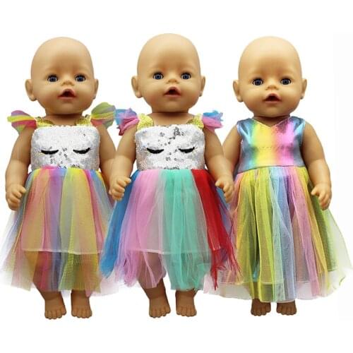 New Rainbow veil Doll Clothes Fit For 18inch/43cm born baby Doll clothes reborn Doll Accessories