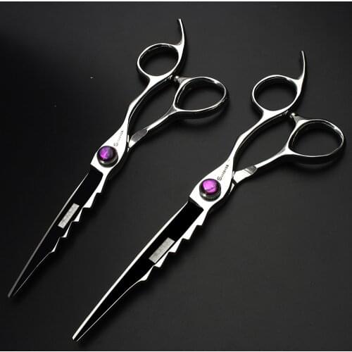 Hair scissors 6 inch / 6.5 inch personality purple gem "shark back" VG10 steel professional styling barber scissors tools