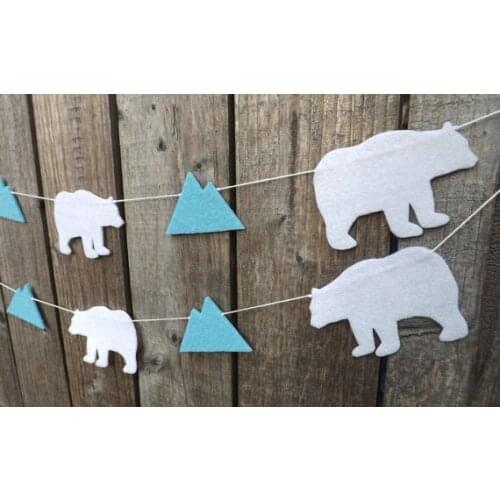 Polar Bear Baby Shower felt Garlands buntings Christening RUSTIC wedding birthday Church decor nursery room banners