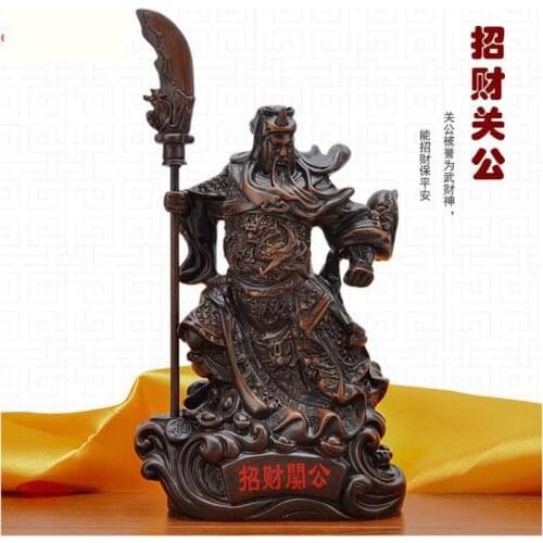 Resin Crafts Imitation Wood Guan Gong God Of Wealth Decoration Home Furnishing Decoration Lucky Guan Buddha Statue Living