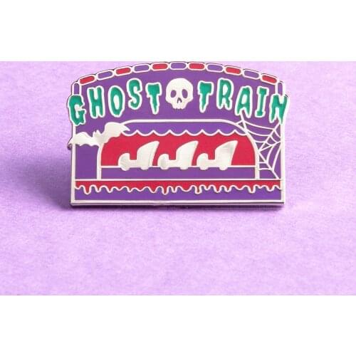 Ghost Train Hard Enamel Pin Horror Spooky Funfair Medal Brooch Accessories Fashion Lapel Backpack Pins Decor Halloween Gift