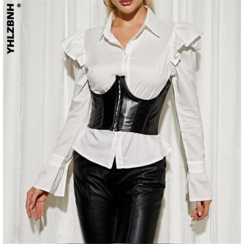 YHLZBNH Sexy Corset Underbust Women Gothic Corset Top Curve Shaper Modeling Strap Slimming Waist PU Belt Corsets Bustiers Black