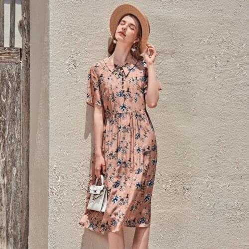 Shirt style flesh chiffon silk floral maxi dress women 2020 summer long work beach office sexy party luxury dresses plus size