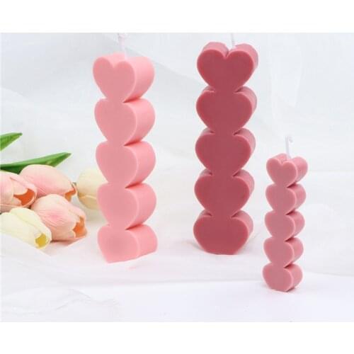 10/16cm5 Hole Love Candle Silicone Mold DIY Handmade Soap Aroma Candle Making Tools Supplies Cake Chocolate Ice Tray Molds