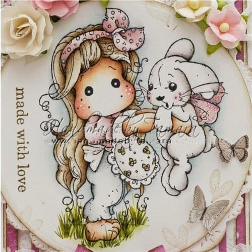 Yulan Girl Cartoon Pattern Stamp And Metal Die Scrapbooking Alphabet Stamp Embossing Craft Making Silicone Transparent Stamps