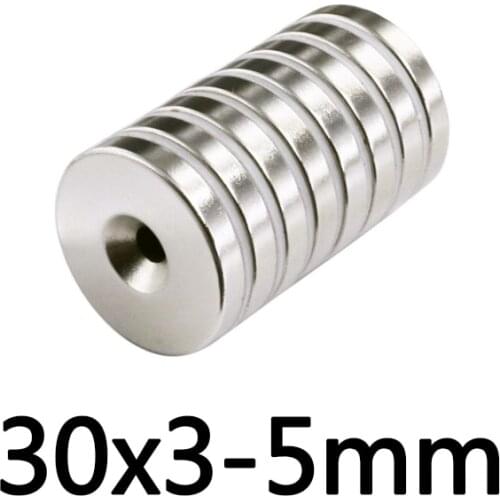 2/5/10PCS 30x3-5 Strong Rare Earth Neodymium Magnets 30*3 mm Hole 5mm 30x5 Countersunk Powerful Magnetic Magnet 30x3-5mm 30*3-5