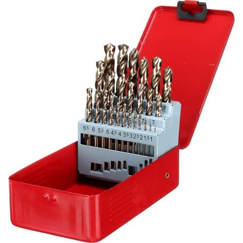 Drilling Cobalt Twist Bit HSS Jobber Durable Supplies With Metal Case Tool 13/19/25pcs High Quality Straight Steel Set Length
