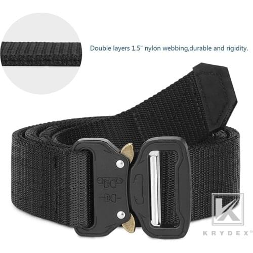 KRYDEX 1.5” Tactics Riggers Duty Belt For Hunting Shooting Stiffened 2-Ply Quick Release Nylon Webbing Metal Cobra Belt XL Size