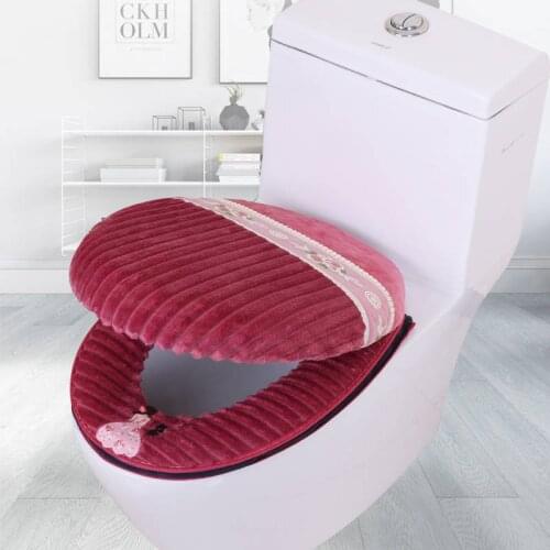 Thicked Two-piece Toilet Case Zipper Toilet Seat Cover For Bathroom Decor Soft Toilet Seat Pad Warm Closestool Case For Home