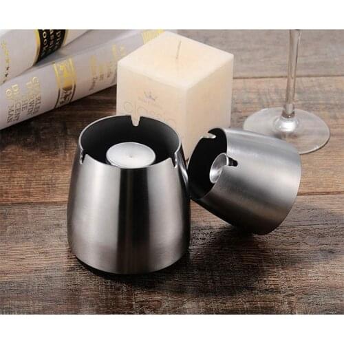 Outdoor Ashtray with Lid for Cigarettes Stainless Steel Windproof Rainproof Ashtray for Outside Home Table Bar KTV