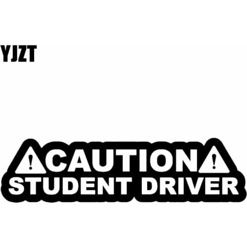 YJZT 16.5X4.3CM CAUTION STUDENT DRIVER! JDM Drifting Vinyl Decal Car Sticker Black/Silver C26-0302