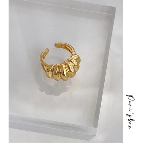 PerisBox Gold Color Crossiant Rings Twisted Geometric Rings for Women Minimalist Open Stacking Ring Adjustable 2020 Hot Jewelry